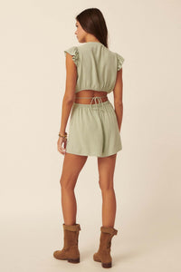 Flying Free Cutout Surplice Romper - ShopPromesa