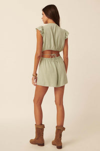 Flying Free Cutout Surplice Romper - ShopPromesa