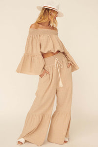 Faraway Places Wide-Leg Drawstring Pants - ShopPromesa