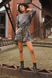 Love Army Belted Camouflage Wide-Leg Shorts - ShopPromesa