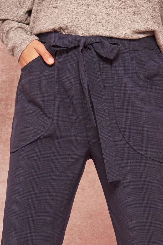Square Pegs Cropped Plaid Belted Pants - ShopPromesa