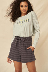 Raise the Bar Striped Pleat-Front Belted Shorts - ShopPromesa