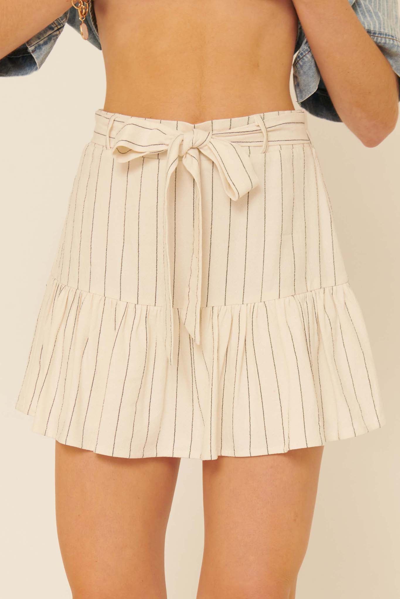 Believe in You Striped Drop-Waist Ruffle Skort - ShopPromesa