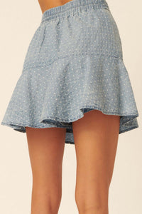 Ready for More Distressed Denim Ruffle Skort - ShopPromesa