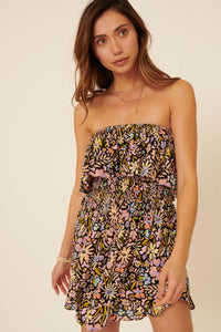 Color Burst Floral-Print Strapless Tube Romper - ShopPromesa