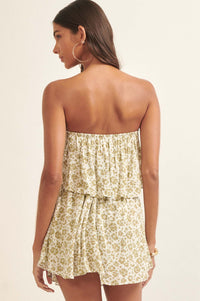 Breathe Free Strapless Floral Skort Romper - ShopPromesa