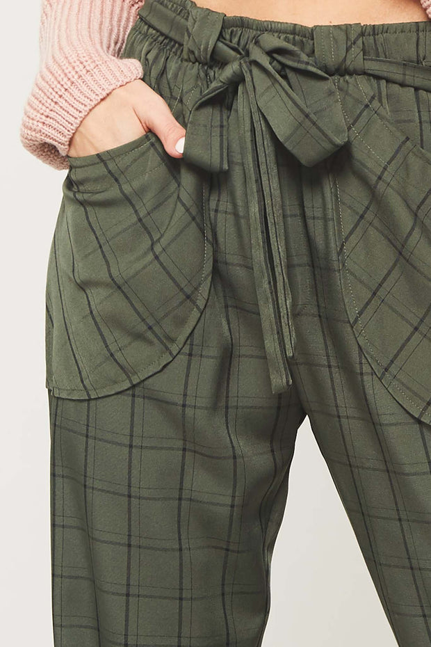 Crossing the Line Cropped Plaid Belted Pants - ShopPromesa