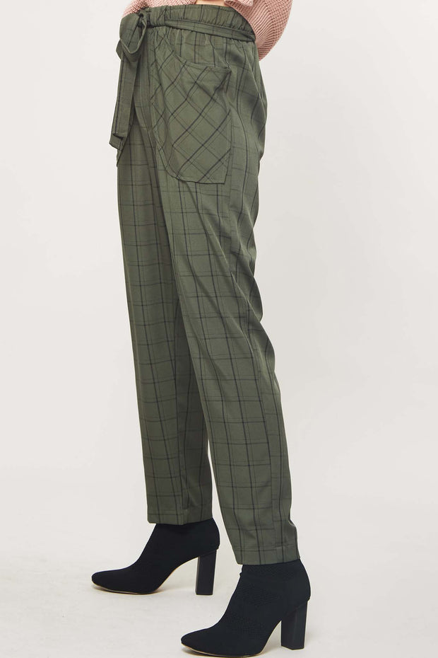 Crossing the Line Cropped Plaid Belted Pants - ShopPromesa
