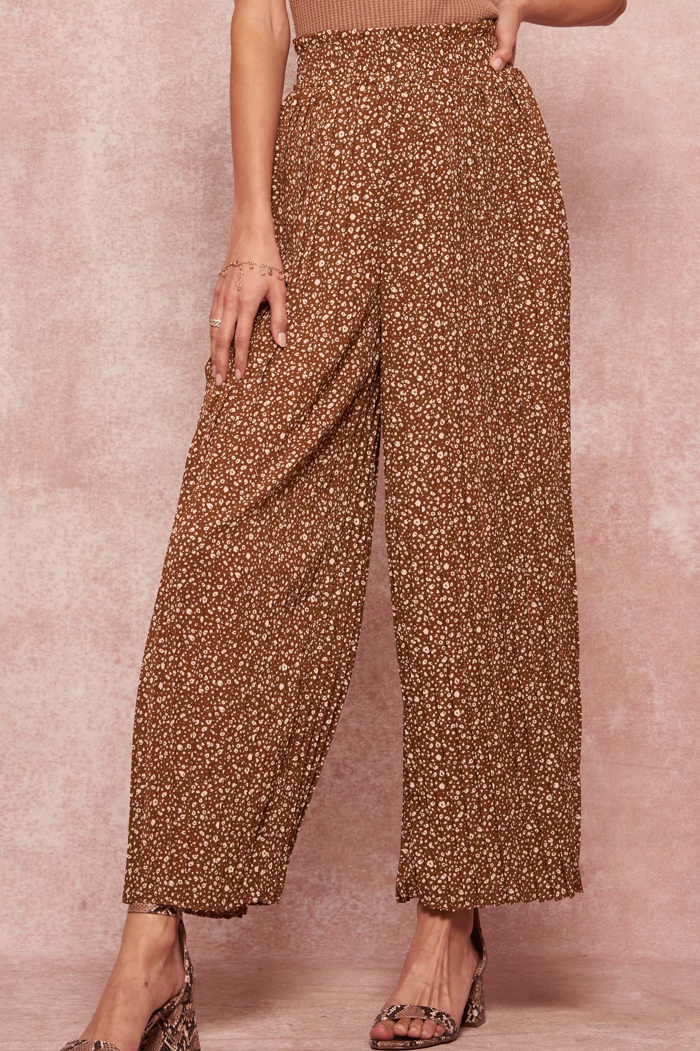 Deep Roots Accordion Pleated Floral Palazzo Pants - ShopPromesa