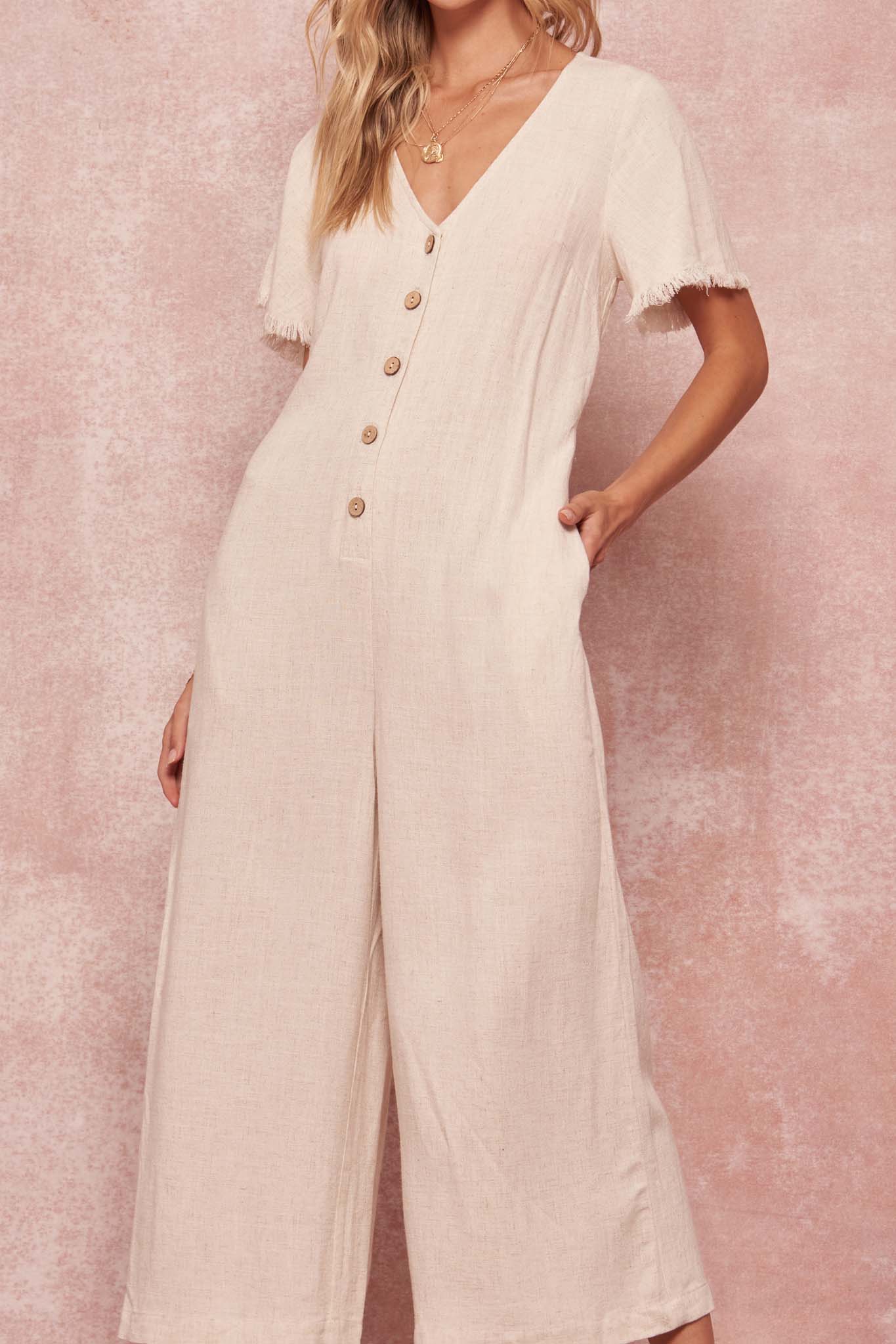 Perfect Timing Linen-Blend Wide-Leg Jumpsuit - ShopPromesa