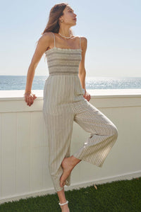 New Latitudes Smocked Striped Jumpsuit - ShopPromesa