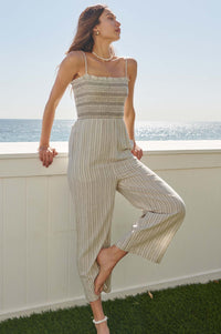 New Latitudes Smocked Striped Jumpsuit - ShopPromesa