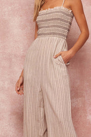 New Latitudes Smocked Striped Jumpsuit - ShopPromesa