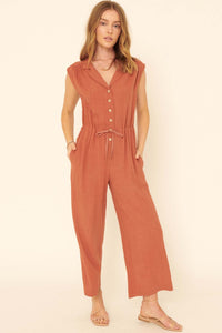 Better Nature Sleeveless Drawstring Jumpsuit - ShopPromesa