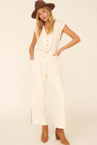 Better Nature Sleeveless Drawstring Jumpsuit - ShopPromesa