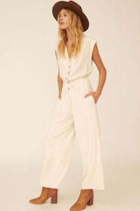 Better Nature Sleeveless Drawstring Jumpsuit - ShopPromesa