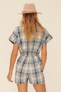 Trust in You Plaid Surplice Romper - ShopPromesa