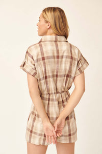 Trust in You Plaid Surplice Romper - ShopPromesa