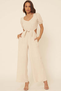 Heaven and Earth Tie-Front Cutout Jumpsuit - ShopPromesa