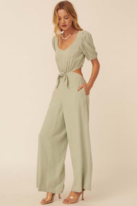 Heaven and Earth Tie-Front Cutout Jumpsuit - ShopPromesa