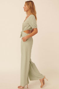 Heaven and Earth Tie-Front Cutout Jumpsuit - ShopPromesa