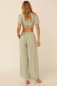 Heaven and Earth Tie-Front Cutout Jumpsuit - ShopPromesa