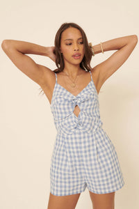 Place in the Sun Gingham Cutout Romper - ShopPromesa