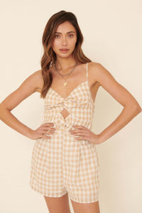 Place in the Sun Gingham Cutout Romper - ShopPromesa