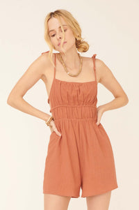 Falling in Love Textured Cotton Cami Romper - ShopPromesa