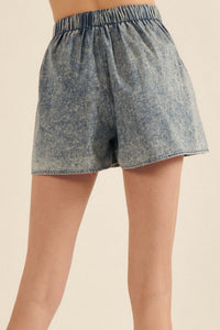 Just Dance Pleated Acid-Wash Denim Skort - ShopPromesa