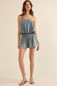 Just Dance Pleated Acid-Wash Denim Skort - ShopPromesa