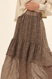 Prairie Song Tiered Floral Chiffon Maxi Skirt - ShopPromesa