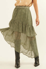 Prairie Song Tiered Floral Chiffon Maxi Skirt - ShopPromesa