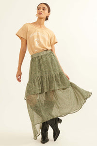 Prairie Song Tiered Floral Chiffon Maxi Skirt - ShopPromesa