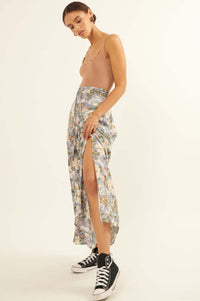 Gorgeous Garden Floral Drawstring Maxi Skirt - ShopPromesa