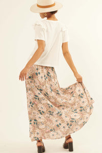 Gorgeous Garden Floral Drawstring Maxi Skirt - ShopPromesa