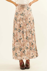 Gorgeous Garden Floral Drawstring Maxi Skirt - ShopPromesa