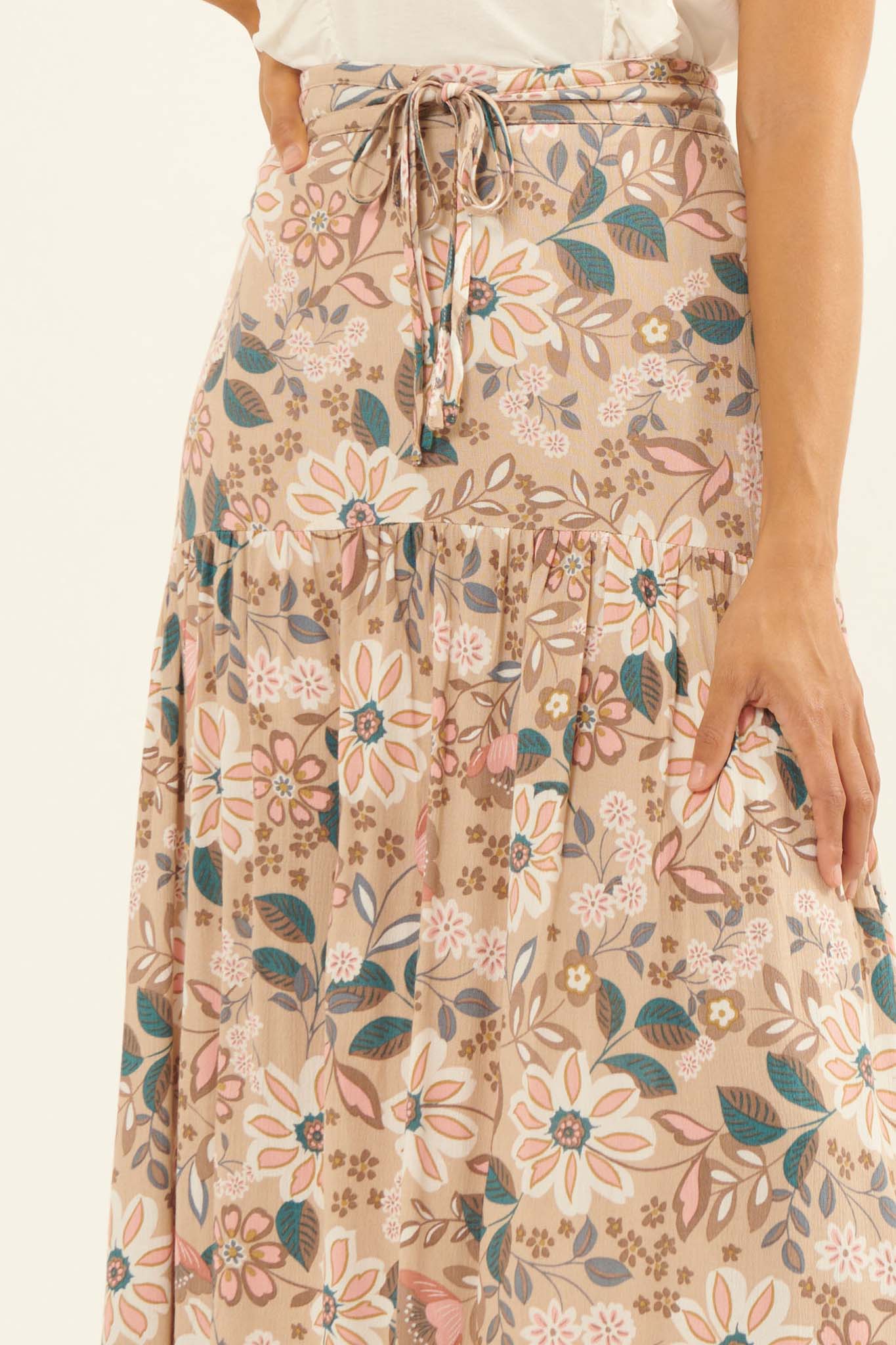 Gorgeous Garden Floral Drawstring Maxi Skirt - ShopPromesa