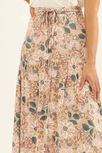 Gorgeous Garden Floral Drawstring Maxi Skirt - ShopPromesa