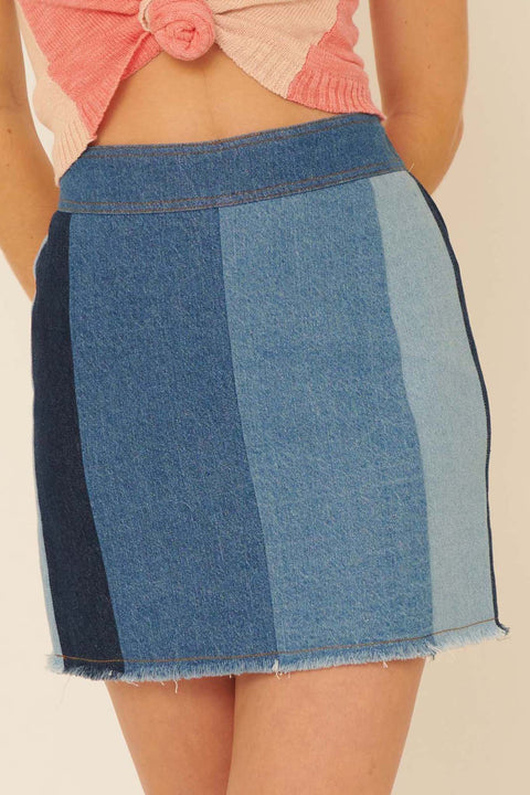 Believe in You Patchwork Denim Mini Skirt - ShopPromesa