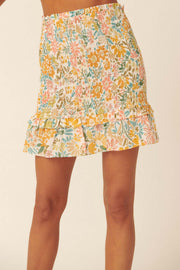 Joyful Blooms Smocked Floral Mini Skirt - ShopPromesa
