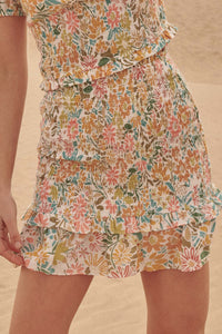 Joyful Blooms Smocked Floral Mini Skirt - ShopPromesa