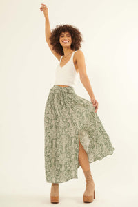 Beauty Queen Ornate Floral-Print Maxi Skirt - ShopPromesa