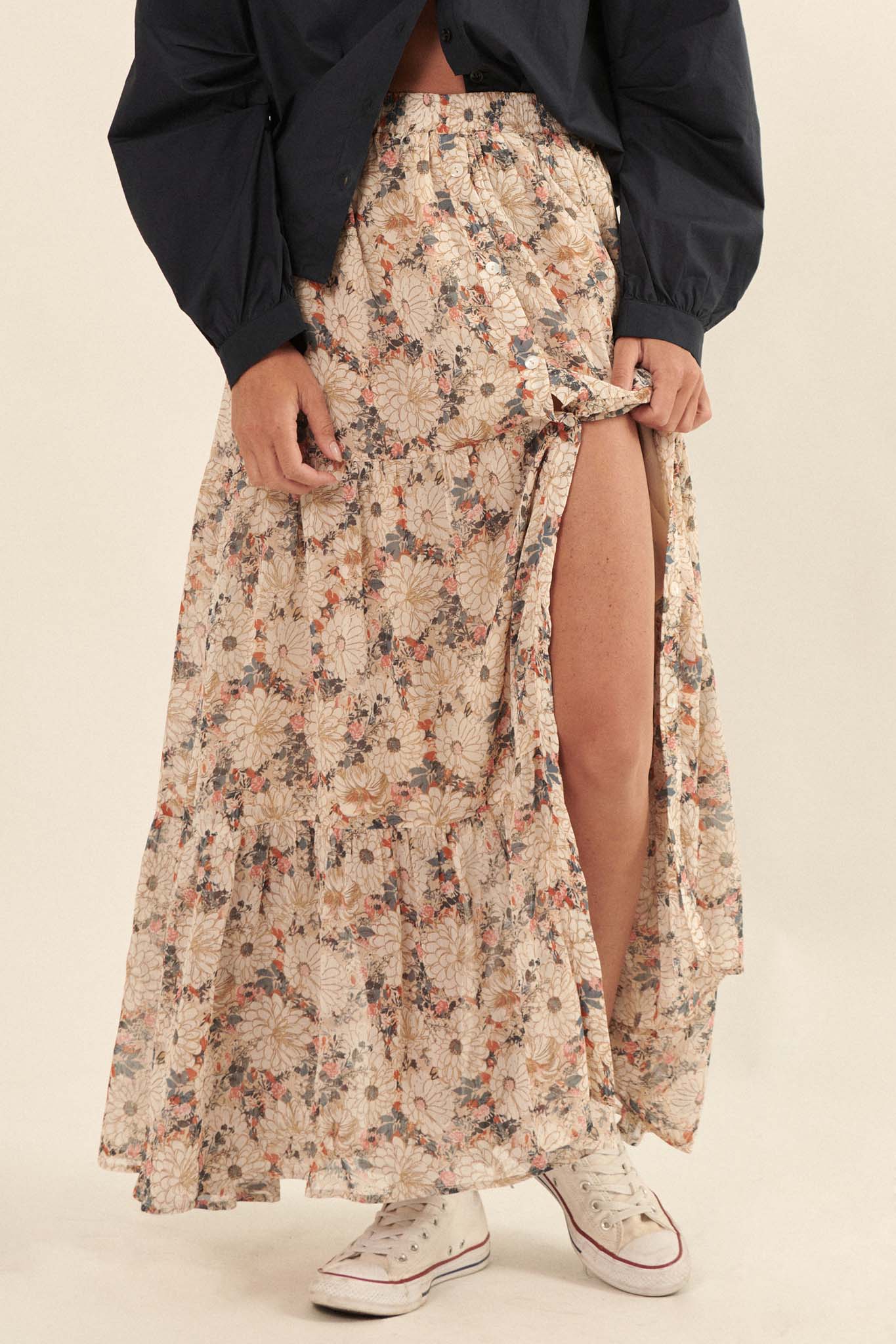 Embrace the Day Tiered Floral Maxi Skirt - ShopPromesa