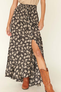 Blown Away Abstract Floral Button-Front Maxi Skirt - ShopPromesa