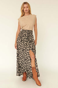 Blown Away Abstract Floral Button-Front Maxi Skirt - ShopPromesa