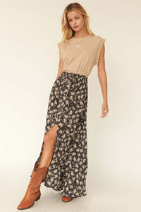 Blown Away Abstract Floral Button-Front Maxi Skirt - ShopPromesa