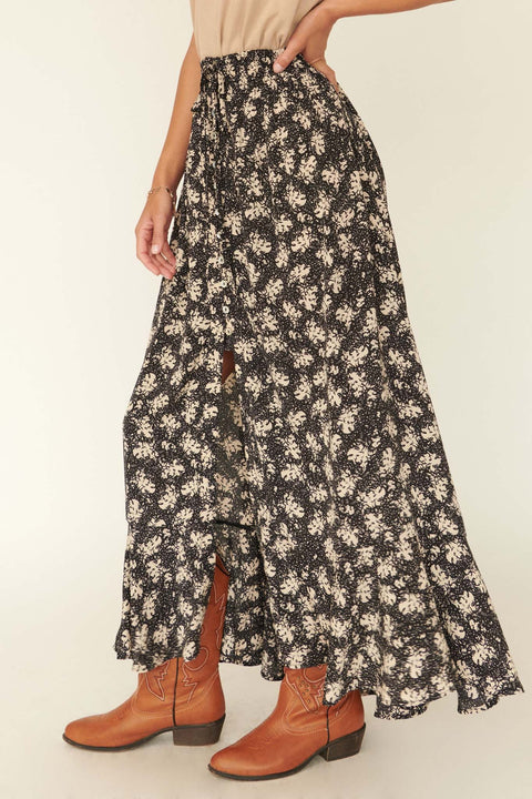 Blown Away Abstract Floral Button-Front Maxi Skirt - ShopPromesa