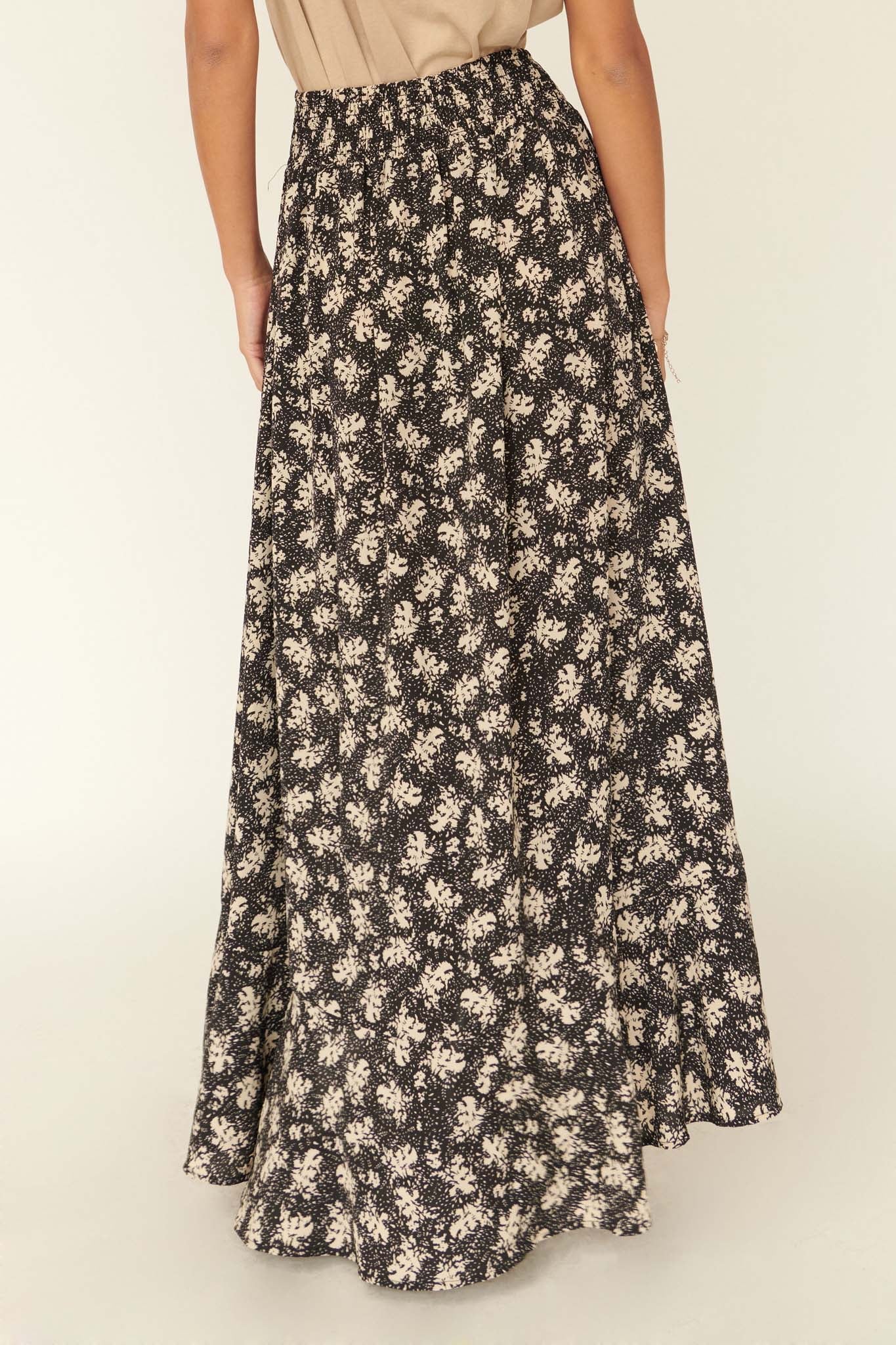 Blown Away Abstract Floral Button-Front Maxi Skirt - ShopPromesa