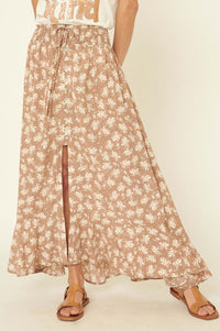 Blown Away Abstract Floral Button-Front Maxi Skirt - ShopPromesa